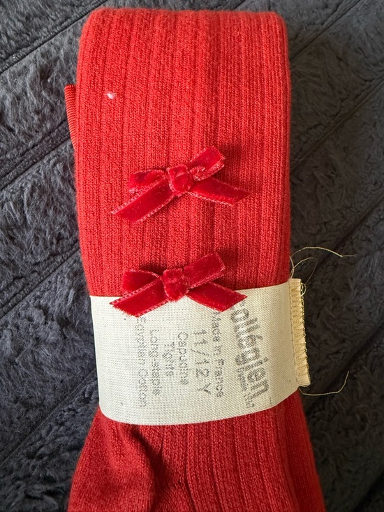 Kids Ribbed Red Tights - Picture 3 of 5